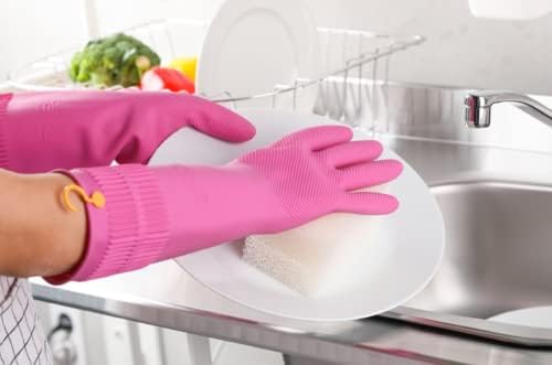 Myungjin 2 Pairs Reusable Waterproof Latex Gloves with Hooks