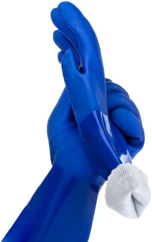 Ultimate Rubber PVC Gloves - Comfortable Cotton Lined Anti-Slip Durable Blue