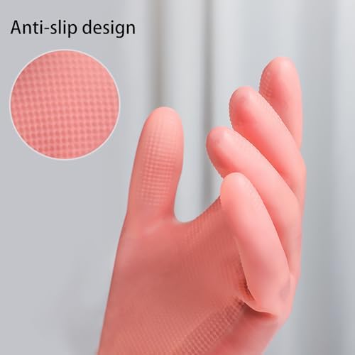 3 Pairs Natural Rubber Dishwashing Gloves for Hand Protection