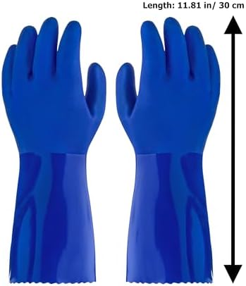 Ultimate Rubber PVC Gloves - Comfortable Cotton Lined Anti-Slip Durable Blue