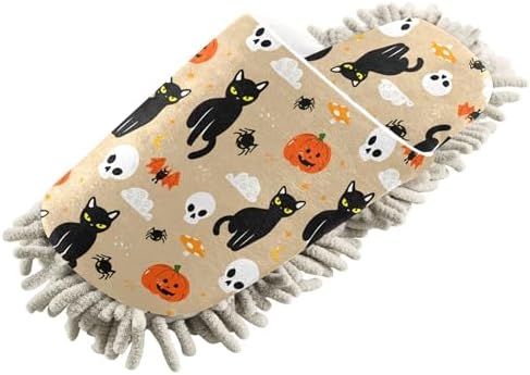 Burbuja Cats Skull Dust Mop Slippers for Women Men