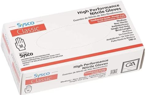 Sysco High Performance Nitrile Gloves 100 Count Blue Medium