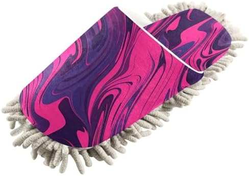 Bulletgxll Pink Wavy Microfiber Cleaning Slippers - M
