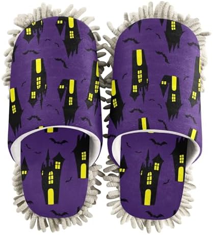 Burbuja Spooky Haunted Houses Mop Slippers for Women Men