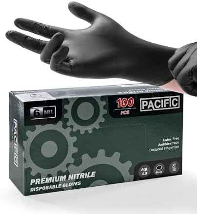 PACIFIC PPE Black Nitrile Gloves 6 Mil 100 Count XL 1