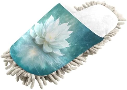 RunningBear White Flowers Lotus Mop Slippers 1