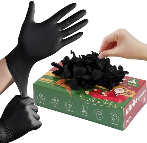 FINITEX Black Nitrile 62mil 50PCS Powder Free Gloves