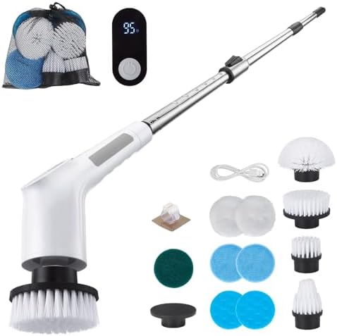 Fixm Cordless Spin Scrubber with 2-Speed 11 Brush Heads