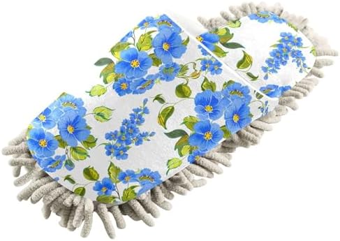 Burbuja Blue Flowers Mop Slippers for Home Cleaning