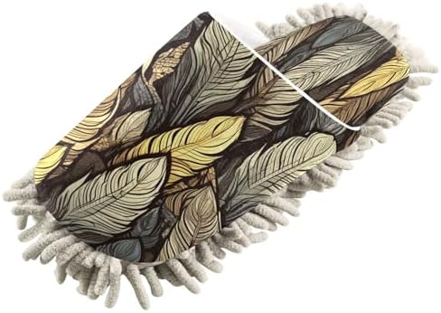 Brown Feathers Mop Slippers - Washable Comfortable