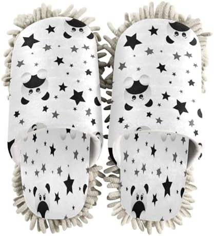 Bulletgxll Panda Star Mop Slippers Washable Floor Cleaning Slippers Men Women
