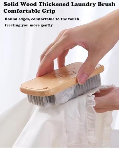Ganganmax 2Pack Scrub Brush Set -Wood Handle Cleaning Tools for ShoesFabricBathroom