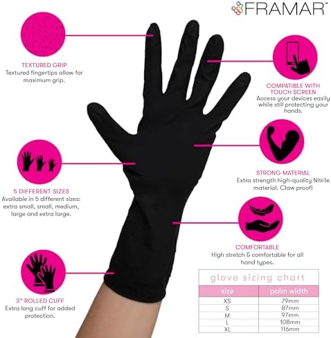 FRAMAR Black Nitrile Gloves XL - 100 Pack