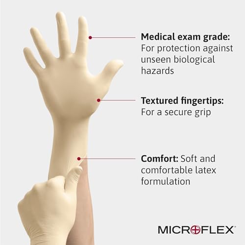 HyFlex Microflex 10-754 Daily Defense Latex Gloves - Natural