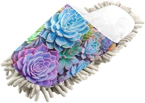 RunningBear White Succulents Mop Slippers for Home Office