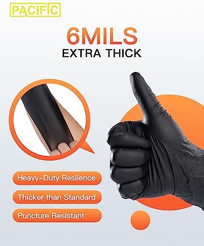 PACIFIC PPE Black Nitrile Gloves 6 Mil 100 Count XL 1