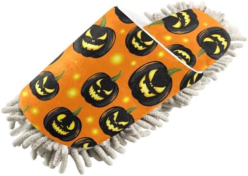 Burbuja Glowing Pumpkins Mop Slippers for Women Men Home Kitchen