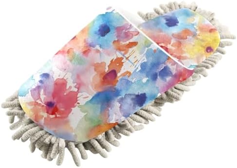 RunningBear Watercolor Purple Mop Slippers with Chenille Sole