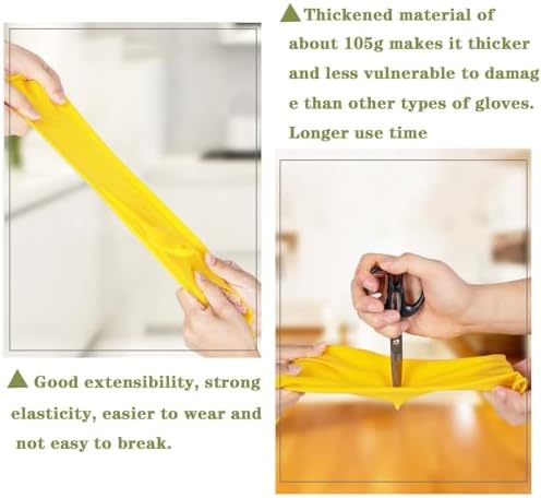Vsootal 8 Pairs Reusable Cleaning Gloves Yellow Thickened Long Sleeves