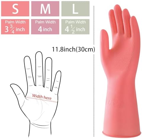 3 Pairs Natural Rubber Dishwashing Gloves for Hand Protection
