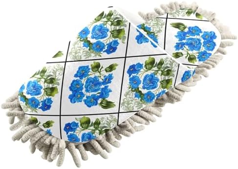 Burbuja Blue Flowers Shaped Lattice Mop Slippers 1