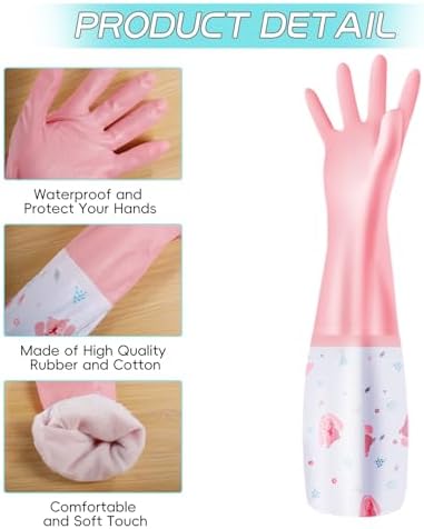 3Pcs Reusable Waterproof Dishwashing Gloves with Cotton Lined