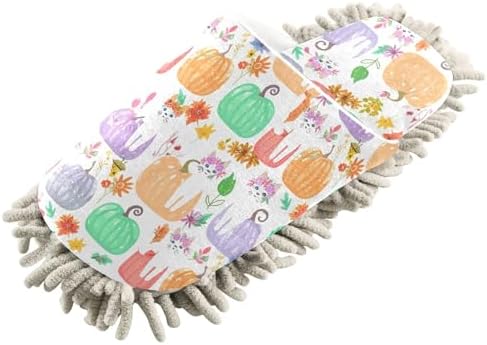 Burbuja White Cats in Pumpkins Mop Slippers for Women Men