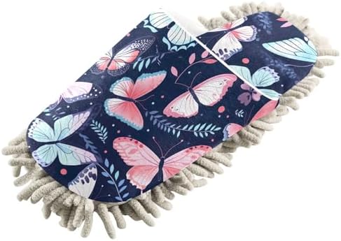 RunningBear Pink Butterflies Mop Slippers for Women