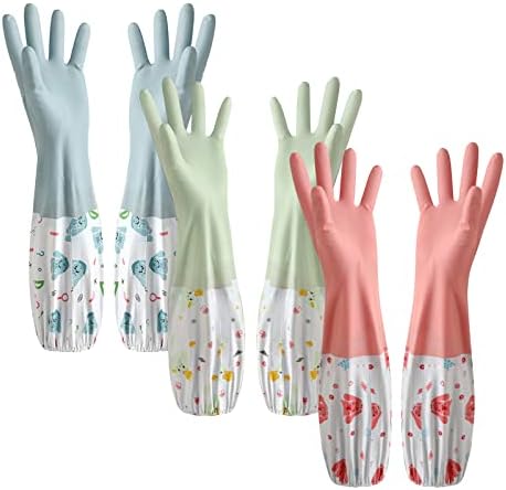 3pcs Waterproof Reusable Kitchen Gloves Latex-Free for Laundry Cleaning