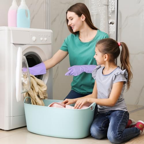 Bamllum Rubber Dishwashing Gloves - 2 Pairs Non-Slip Reusable