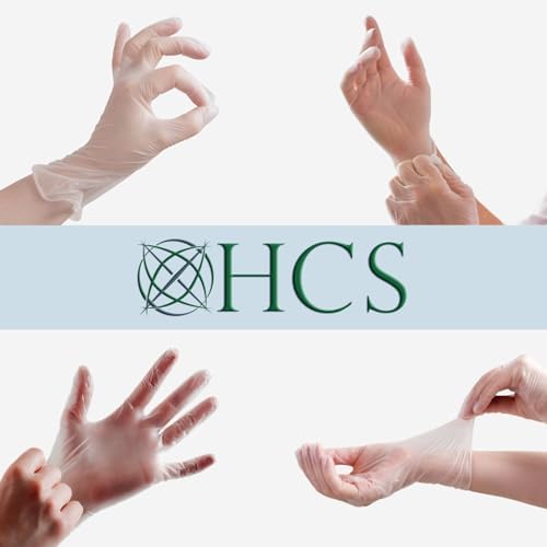 HCS Vinyl Gloves Clear Latex-Free Disposable Exam Gloves