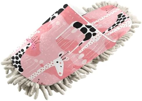 Bulletgxll Pink Giraffes Microfiber Cleaning Slippers