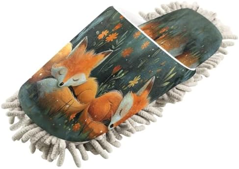 Zhirexin Cute Fox Mop Slippers for Home Cleaning