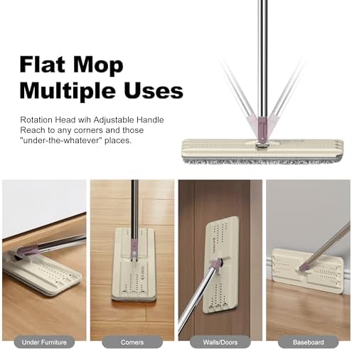 JOYMOOP Flat Mop with Microfiber Pad - Beige Blush Brown