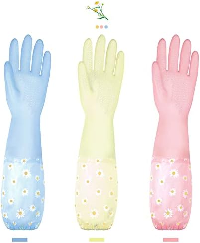 KAQ Reusable Non-Slip Rubber Cleaning Gloves 3 Pairs