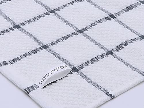 PPAXL Cotton Dish Towels 12x12 Inches 8pc Set Grey Multi