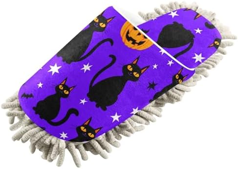 Burbuja Pumpkins Black Cats Mop Slippers for 5-8