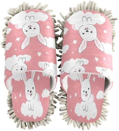 Cute Rabbits Mop Slippers Washable Floor Mop Slippers