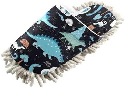 Bulletgxll Blue Dinosaurs Mopping Slippers Washable