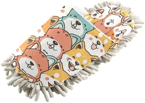 Bulletgxll Cute Dogs Mopping Slippers Washable Comfortable