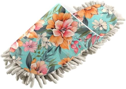 RunningBear Hibiscus Chenille Mop Slippers for Home Cleaning