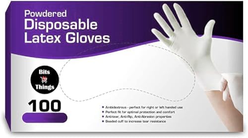 Bits N Things Latex Disposable Gloves 100 per Box