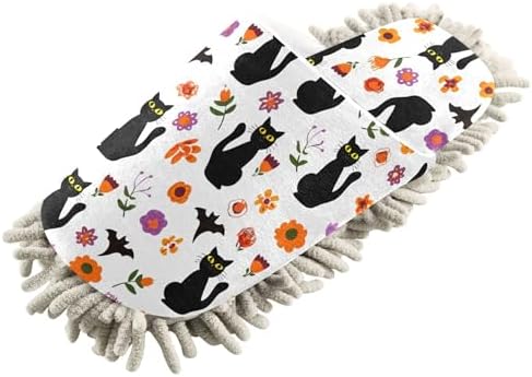 Burbuja Black Cats Pumpkins Mop Slippers for Home Cleaning