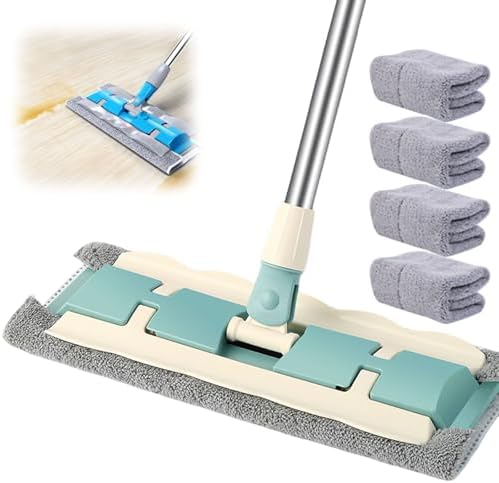 SENOY Flat Mop with Reusable Microfiber Pads and Stainless Steel Handle