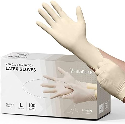 FifthPulse Extra Thick Latex Gloves - 45 Mil Natural Powder Free
