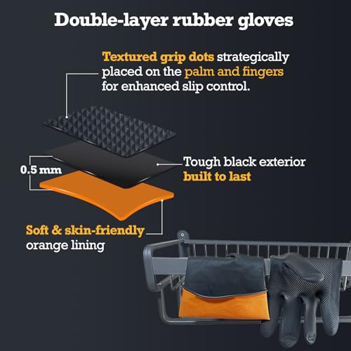 Exprosiflux 3 Pairs Heavy Duty Rubber Cleaning Gloves Black Reusable