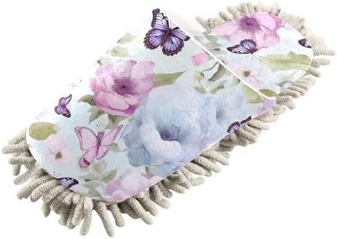 RunningBear Flowers Butterfly Blue Mop Slippers for Women and Men