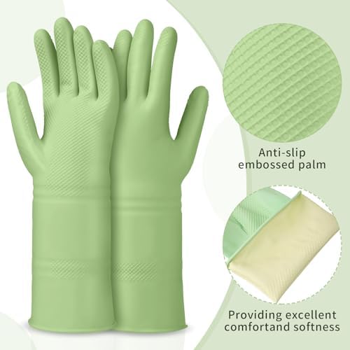 LYKACATT Reusable Rubber Dish Washing Gloves 3 Pair Non-Slip Kitchen Use