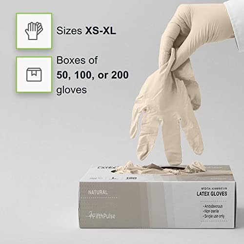 FifthPulse Extra Thick Latex Gloves - 45 Mil Natural Powder Free