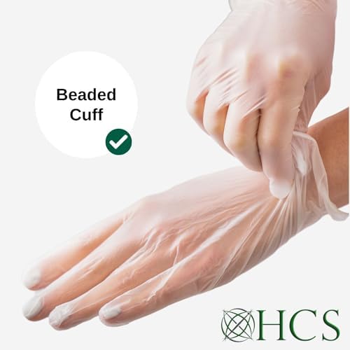 HCS Vinyl Gloves Clear Latex-Free Disposable Exam Gloves